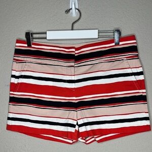 Ann Taylor Factory Signature Striped Flat Front Chino Shorts Red White Blue